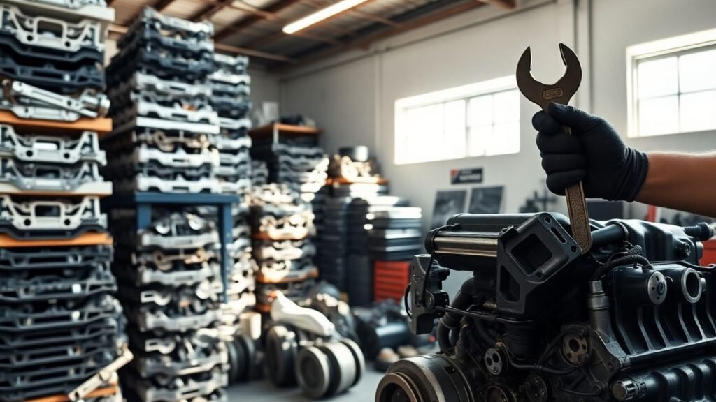 Nissan car parts in a workshop