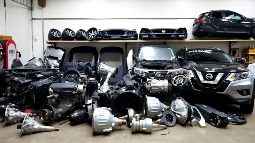 Nissan SUV parts laid out