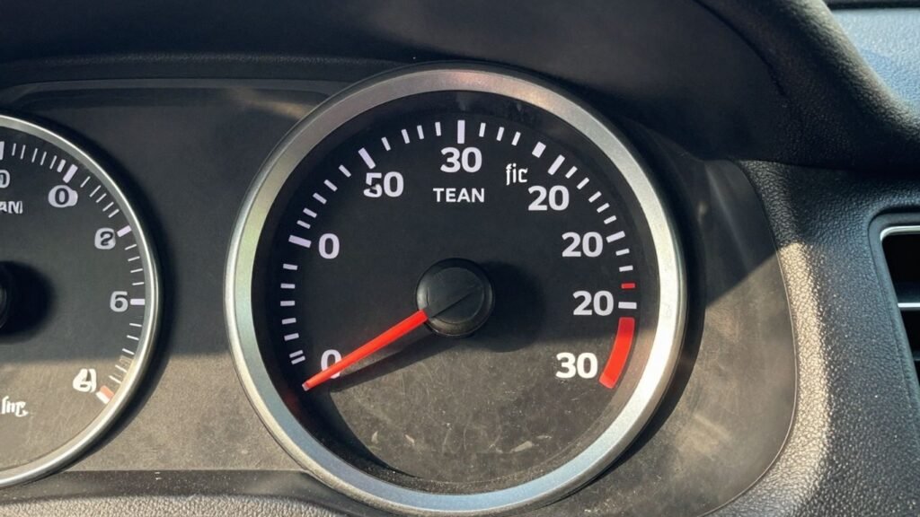 Nissan car fuel gauge showing full tank