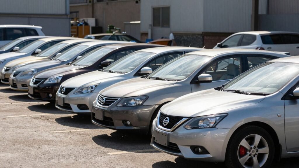 Nissan car parts at a Hobart wrecking yard.