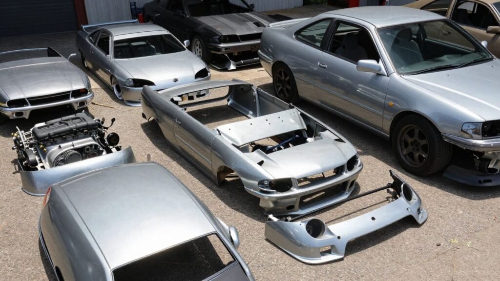 Nissan car parts at a wrecking yard in Darwin.